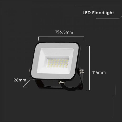 V-TAC 20W LED reflektor 115° 4000K fekete házas (Samsung Chip) - 10015