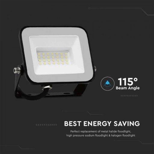 V-TAC 20W LED reflektor 115° 4000K fekete házas (Samsung Chip) - 10015