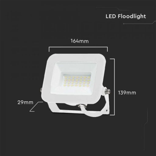 V-TAC 30W LED reflektor 115° 6400K fehér házas (Samsung Chip) - 10025