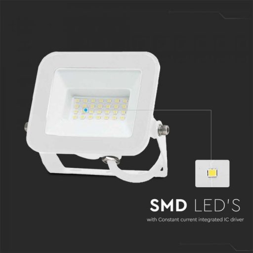 V-TAC 30W LED reflektor 115° 6400K fehér házas (Samsung Chip) - 10025