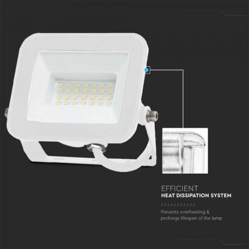 V-TAC 30W LED reflektor 115° 6400K fehér házas (Samsung Chip) - 10025