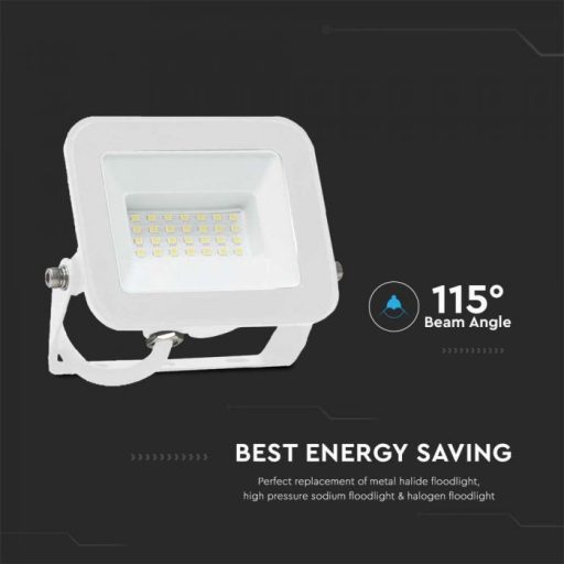 V-TAC 30W LED reflektor 115° 6400K fehér házas (Samsung Chip) - 10025