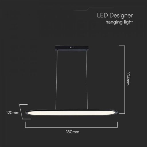 V-TAC 24W led függeszték - fekete - 4000K  - 10045