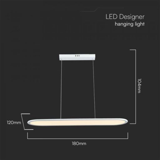 V-TAC 24W led függeszték - fehér - 3000K  - 10048