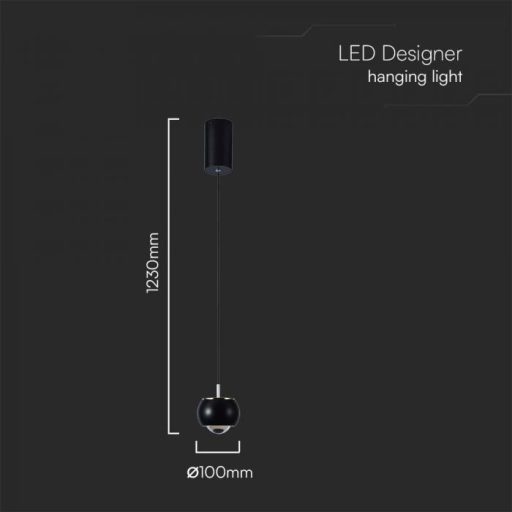 V-TAC LED Design függeszték lámpa 9W - Fekete - 4000K - 10077
