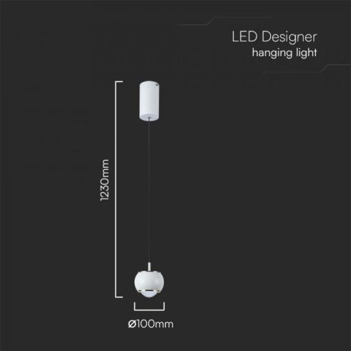V-TAC LED Design függeszték lámpa 9W - Fehér - 3000K - 10080
