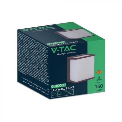 V-TAC 8W LED Fali lámpa barna színű 3000K - IP65 - 10282
