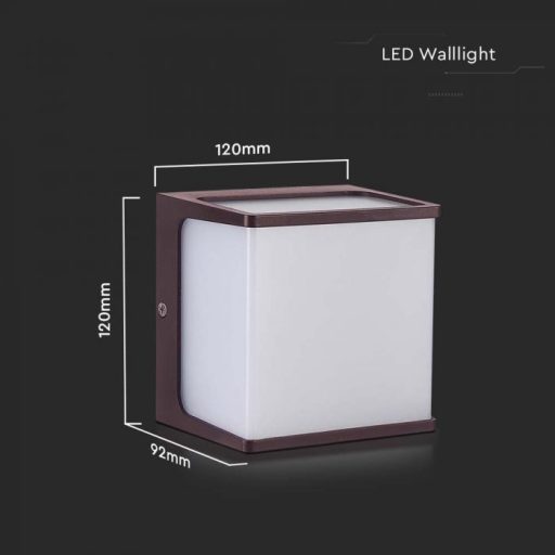 V-TAC 8W LED Fali lámpa barna színű 3000K - IP65 - 10282