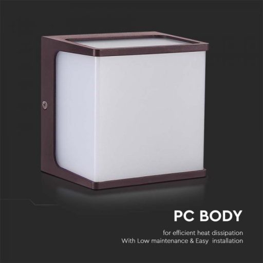 V-TAC 8W LED Fali lámpa barna színű 4000K - IP65 - 10283