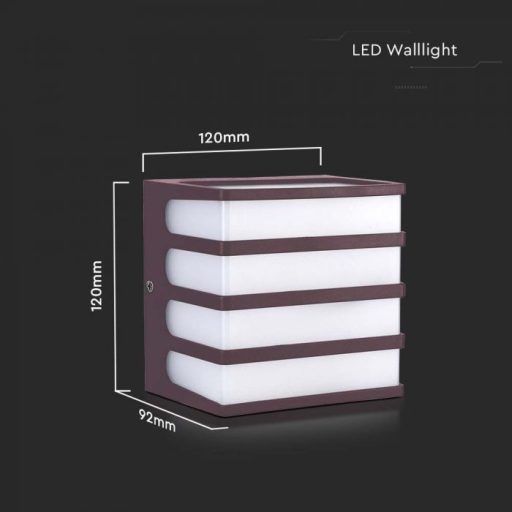 V-TAC 8W LED Fali lámpa barna színű 4000K - IP65 - 10285