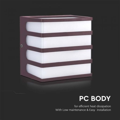 V-TAC 8W LED Fali lámpa barna színű 4000K - IP65 - 10285