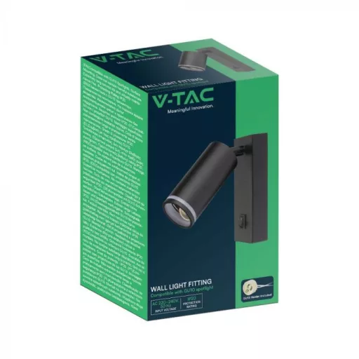 V-TAC Led 1 x GU10 falra szerelhető lámpatest - fekete - 10294