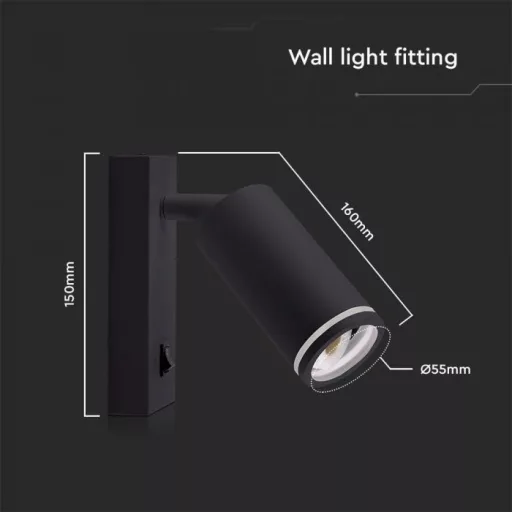 V-TAC Led 1 x GU10 falra szerelhető lámpatest - fekete - 10294