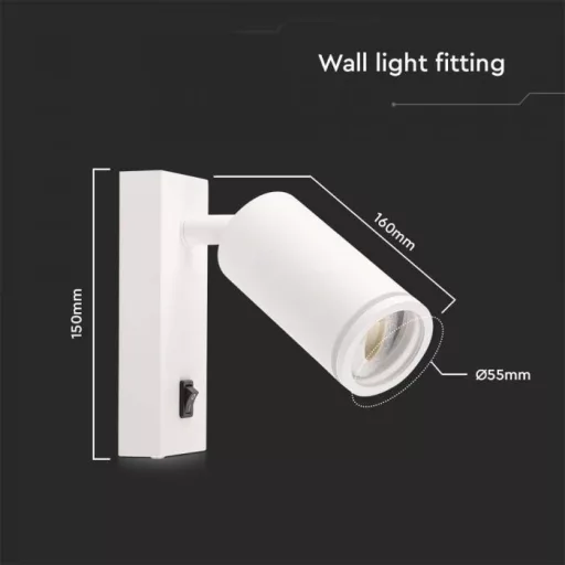 V-TAC Led 1 x GU10 falra szerelhető lámpatest - fehér - 10295
