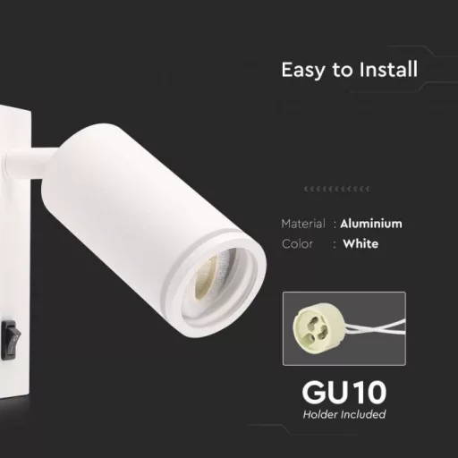 V-TAC Led 1 x GU10 falra szerelhető lámpatest - fehér - 10295