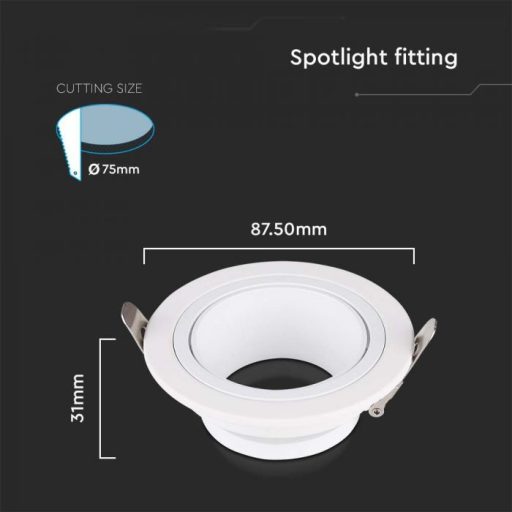 V-TAC Led GU10 Spot Keret Kör Alakú Fehér - 10296