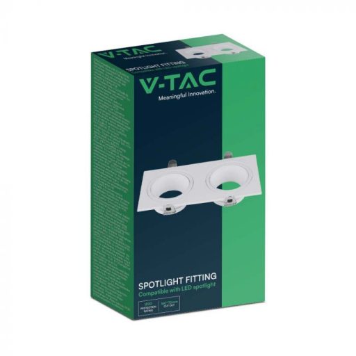 V-TAC Led 2 x GU10 Spot Keret Négyzet Alakú Fehér - 10298