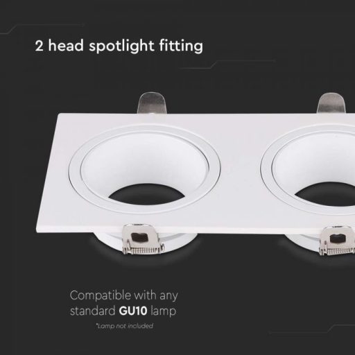 V-TAC Led 2 x GU10 Spot Keret Négyzet Alakú Fehér - 10298