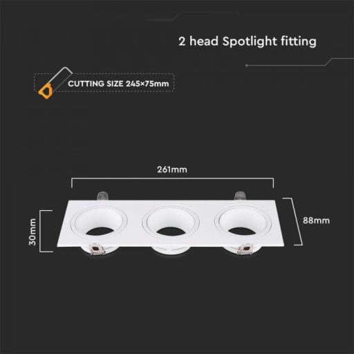 V-TAC Led 3 x GU10 Spot Keret Négyzet Alakú Fehér - 10299