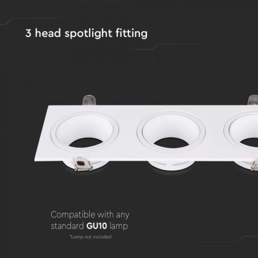 V-TAC Led 3 x GU10 Spot Keret Négyzet Alakú Fehér - 10299