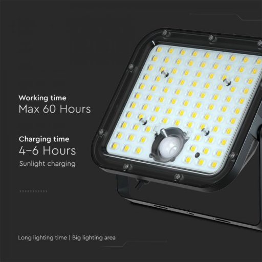 V-TAC 30W LED napelemes (SOLAR) mozgásérzékelős reflektor távirányítóval 4000K - Fekete házas - 10310