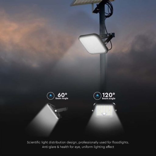 V-TAC 30W LED napelemes (SOLAR) mozgásérzékelős reflektor távirányítóval 4000K - Fekete házas - 10310