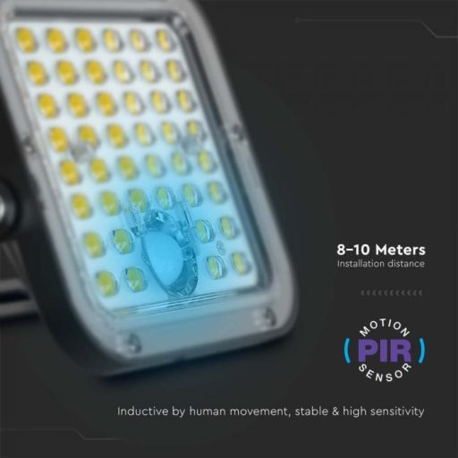 V-TAC 30W LED napelemes (SOLAR) mozgásérzékelős reflektor távirányítóval 4000K - Fekete házas - 10310