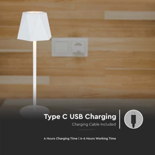 V-TAC 1.5W LED Állólámpa 1800mAh Akkumulátor  - fehér - 10324