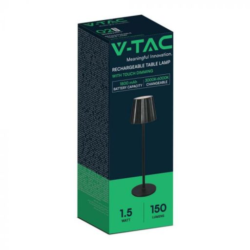V-TAC 1.5W LED Állólámpa 1800mAh Akkumulátor  - fekete - 10325