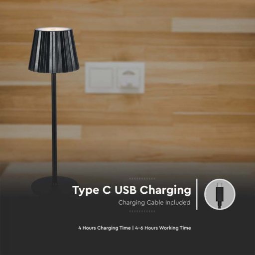 V-TAC 1.5W LED Állólámpa 1800mAh Akkumulátor  - fekete - 10325
