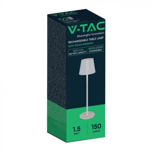 V-TAC 1.5W LED Állólámpa 1800mAh Akkumulátor  - fehér - 10326