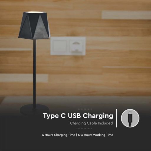 V-TAC 1.5W LED Állólámpa 1800mAh Akkumulátor  - fekete - 10330