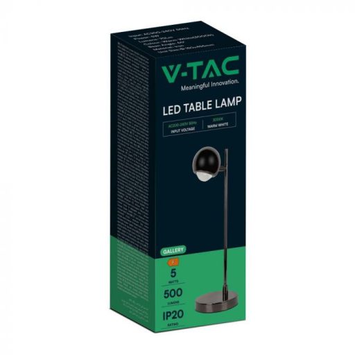 V-TAC 6W LED Asztali lámpa 3000K - 1800mAh - fekete - 10345