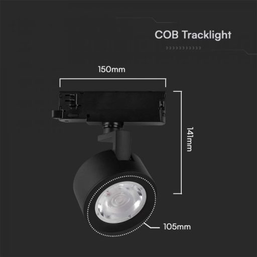 V-TAC 30W LED SÍNES LÁMPA fekete 3 az 1-ben - 10371
