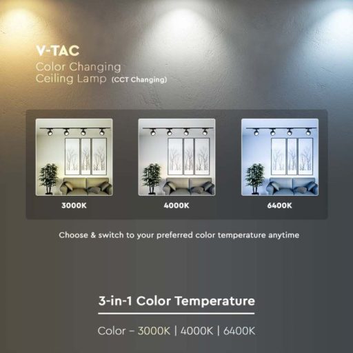 V-TAC 30W LED SÍNES LÁMPA fekete 3 az 1-ben - 10371