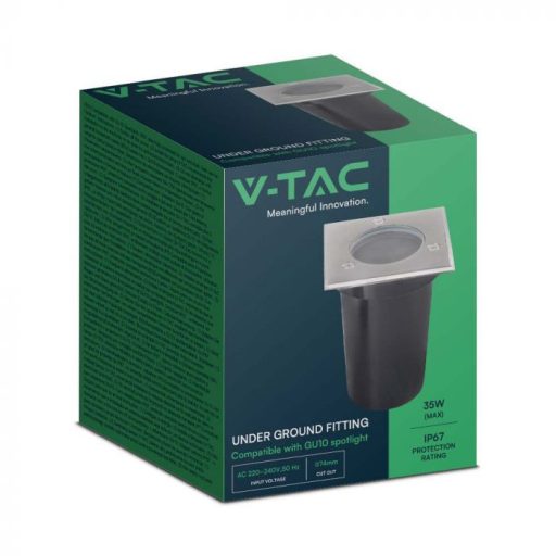 V-TAC MINI TALAJLÁMPA GU10 FOGLALATTAL - Négyzet ALAKÚ IP67 - 10375