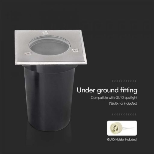 V-TAC MINI TALAJLÁMPA GU10 FOGLALATTAL - Négyzet ALAKÚ IP67 - 10375