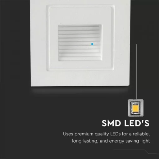 V-TAC Led lépcsőlámpa négyzet forma 3W 3000K - 10376