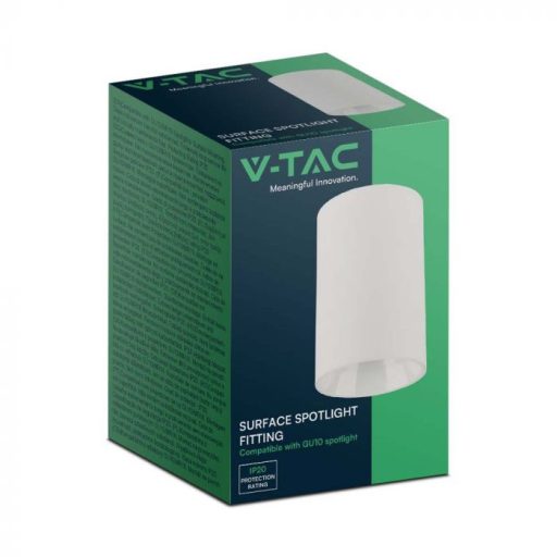 V-TAC Fehér falon kívüli kör alakú GU10 spot keret - 10379
