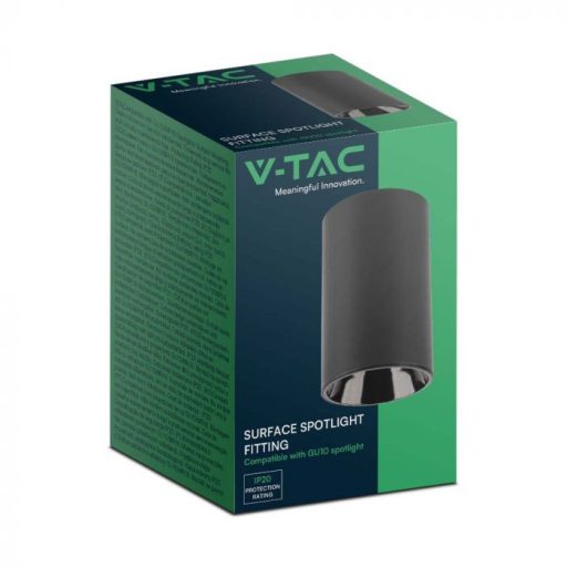 V-TAC Fekete falon kívüli kör alakú GU10 spot keret - 10380