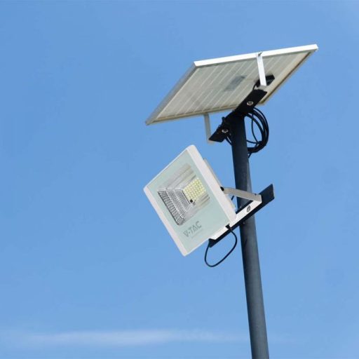 V-TAC 12W LED napelemes (SOLAR) reflektor távirányítóval 120° 6400K Fehér házas  - 10405