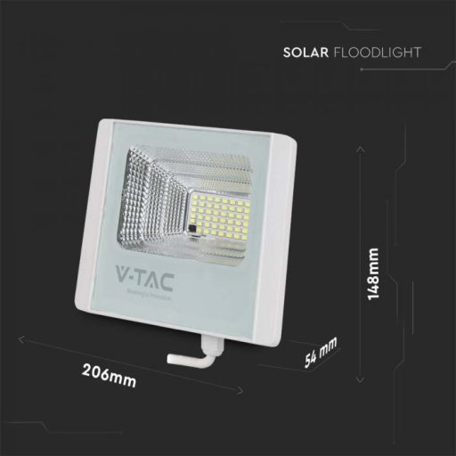V-TAC 12W LED napelemes (SOLAR) reflektor távirányítóval 120° 6400K Fehér házas  - 10405