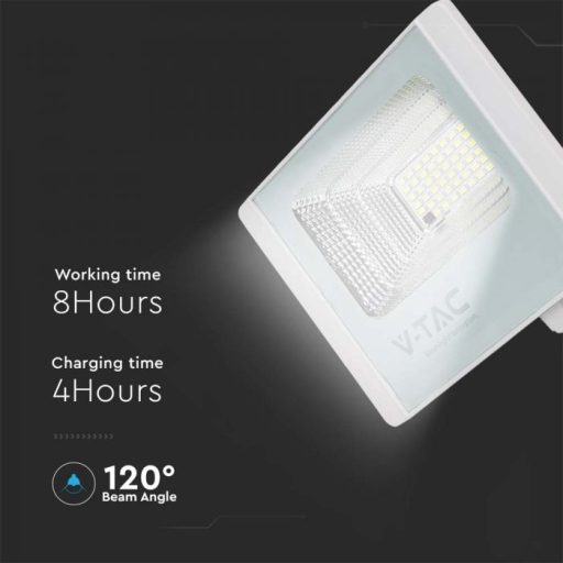 V-TAC 12W LED napelemes (SOLAR) reflektor távirányítóval 120° 6400K Fehér házas  - 10405