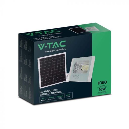 V-TAC 16W LED napelemes (SOLAR) reflektor távirányítóval 120° 4000K fehér házas  - 10406