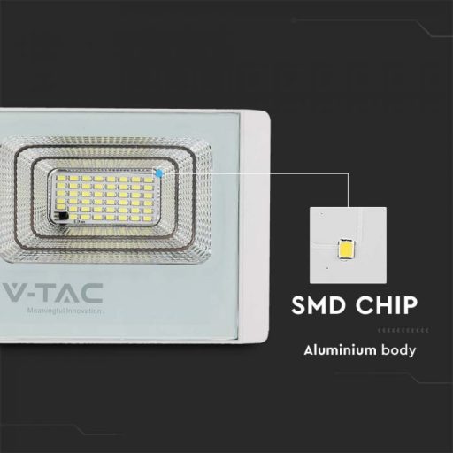 V-TAC 16W LED napelemes (SOLAR) reflektor távirányítóval 120° 4000K fehér házas  - 10406