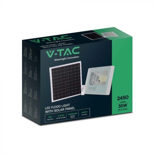 V-TAC 35W LED napelemes (SOLAR) reflektor távirányítóval 120° 4000K Fehér házas  - 10410