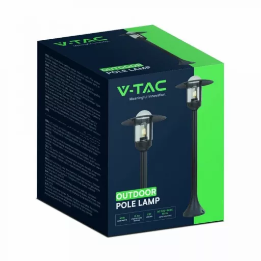 V-TAC E27 Kerti állólámpa matt fekete üveg búrával - 10423