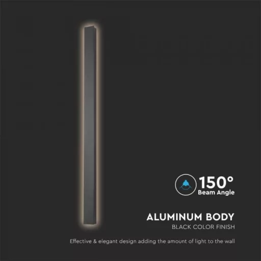V-TAC 10W LED Lineáris fali lámpa IP65 fekete 51cm - 3000K - 10427