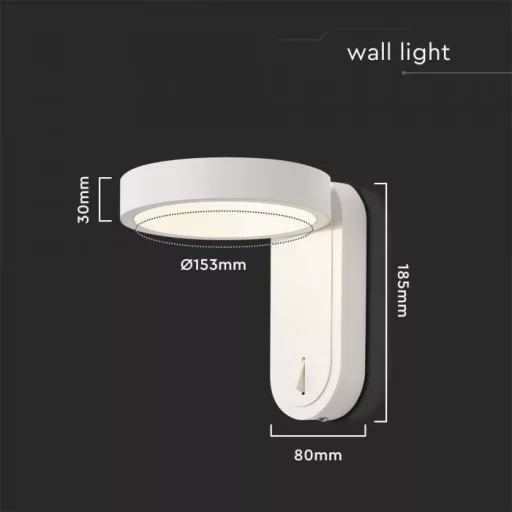 V-TAC 5W Design fali lámpa kapcsolóval, fehér 2in1 - 10447