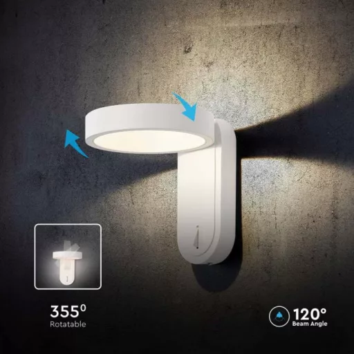 V-TAC 5W Design fali lámpa kapcsolóval, fehér 2in1 - 10447